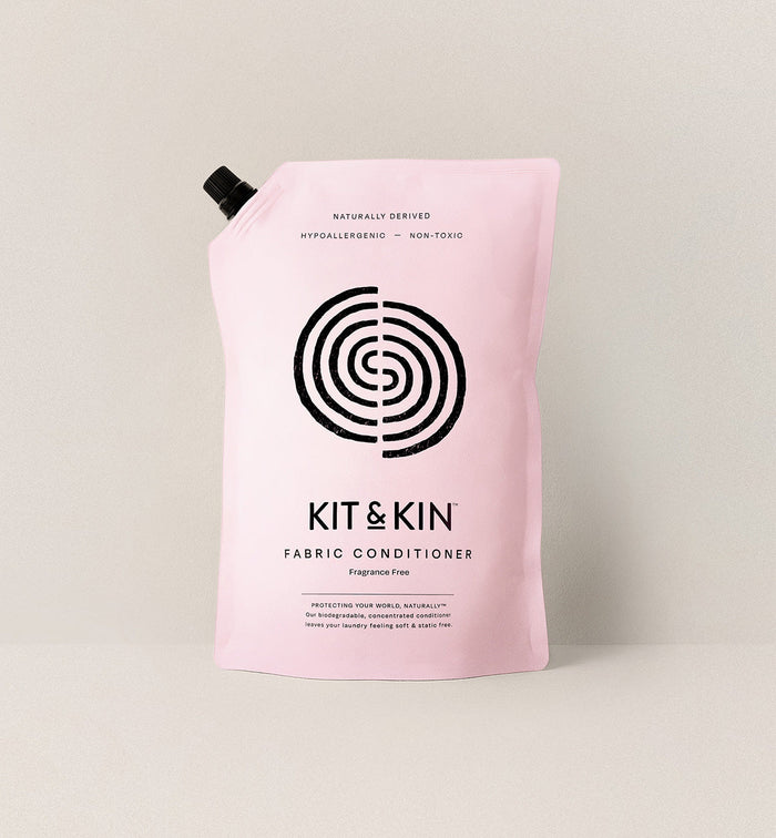 Kit & Kin non-toxic fabric conditioner pouch for natural, plant-based laundry care, leaving clothes soft and fresh