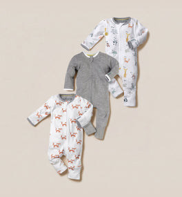 Kit & Kin all-in-one trio babywear gift set made from GOTS-certified organic cotton, ideal for welcoming a newborn with a thoughtful unisex gift.