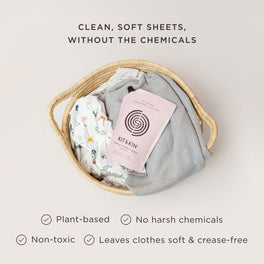 Kit & Kin non-toxic fabric conditioner made with plant-based ingredients, softens fabrics and safe for sensitive skin