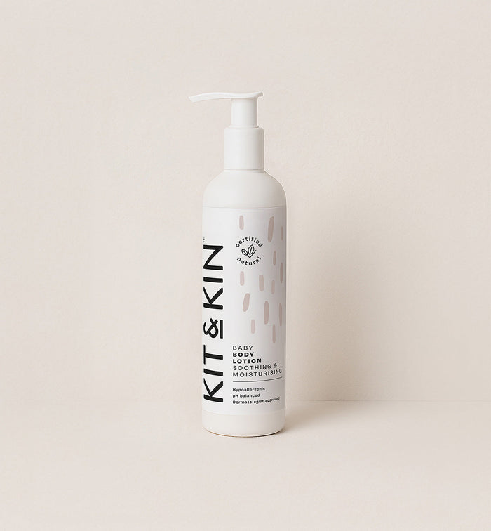 Kit & Kin natural baby body lotion, gentle, non-toxic and hypoallergenic formula for sensitive newborn skin