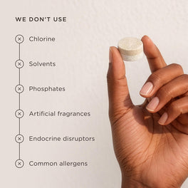 Non-toxic dishwasher tablets free from parabens, phthalates, silicones, synthetic fragrances and harsh chemicals